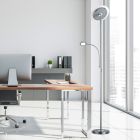 Lampadaire moderne nickel, Benny, 18W, 3000K LED, avec variateur tactile