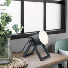 Lampe de table en bois noire, Sacha, avec interrupteur