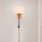 Applique murale en bois blanche, Fransien, avec interrupteur