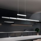 Suspension table à manger moderne nickel, Jessey, 42W, blanc chaud à froid réglable LED, avec variateur tactile
