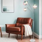 Lampadaire design chromé, Rahma, avec interrupteur