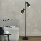 Lampadaire en métal noir, Amila, avec interrupteur