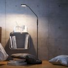 Lampadaire liseuse moderne noir, Bilge, 12W, blanc chaud à froid réglable LED, avec variateur tactile