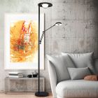 Lampadaire liseuse moderne noir, Yazid, 32W, couleur réglable LED, avec variateur tactile