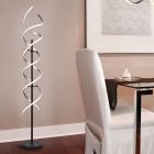 Lampadaire design chromé, Sylvian, 32W, blanc chaud à froid réglable LED, avec variateur tactile