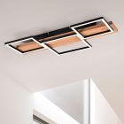 Lampe plafond en bois marronne, Justian, 30W, 3000K LED, gradable en 3 étapes