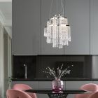 Lustre design chromé, Sjon, 30W, blanc chaud à froid réglable LED, gradable en 3 étapes