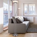 Lampadaire liseuse moderne nickel, Fredrika, 27W, 3000K LED, avec variateur tactile