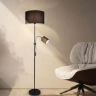 Lampadaire liseuse moderne noir, Edina, avec interrupteur