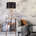 Lampadaire trépied moderne marron, Wendel, avec interrupteur