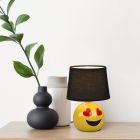 Lampe de table pour enfants moderne noire, Smiley, avec interrupteur