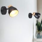 Spot mural moderne noir, Riette, avec interrupteur