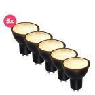 5-pack Noir LED GU10 place Antonie, 3 Watt 2700K (Blanc Chaud)