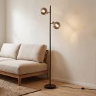 Lampadaire gris moderne, Avery, avec interrupteur