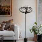 Lampadaire noir industriel, Lieve, avec interrupteur