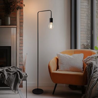 Lampadaire noir moderne, Carlos, avec interrupteur