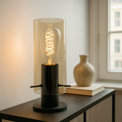 Lampe de table ambre design, Dilaram, avec interrupteur