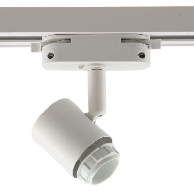Spot de système de rail monophasé blanc en plastique,