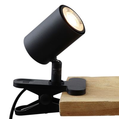 Spot à pince noir moderne, Elena, avec interrupteur