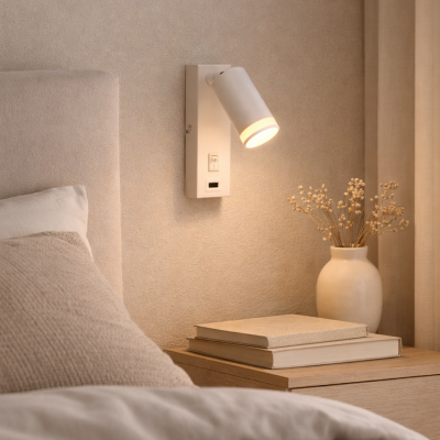 Spot mural blanc moderne, Tara, avec interrupteur