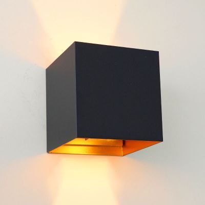 Applique up and down noire avec intérieur doré, Dion, 6W, 2700K LED, IP65