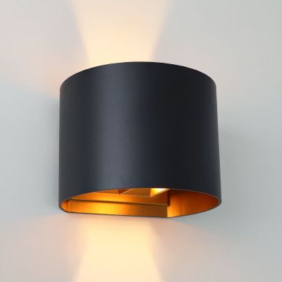 Applique up and down noire avec intérieur doré, Dion, 6W, 2700K LED, IP65