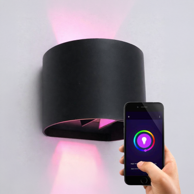 Aplique connectée noire moderne, Dion, 6W, RGBW LED, IP54