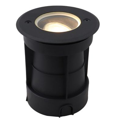 Spot encastré extérieur noir en aluminium, Catamarca, IP65, faisceau lumineux orientable