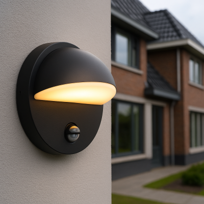 Applique extérieur avec détecteur de mouvement noire moderne, Shelby, 7W, 3000K LED, IP44