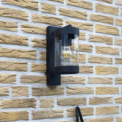 Applique extérieur avec capteur crépusculaire noire moderne, Musa, IP44