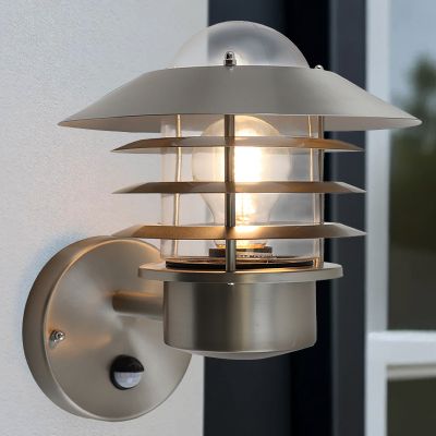 Applique extérieur avec détecteur de mouvement argentée en acier inoxydable, Felice, IP44