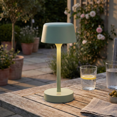 Lampe de table extérieur verte moderne, Emily, 3W, 3000K LED, IP44, gradable en 3 étapes