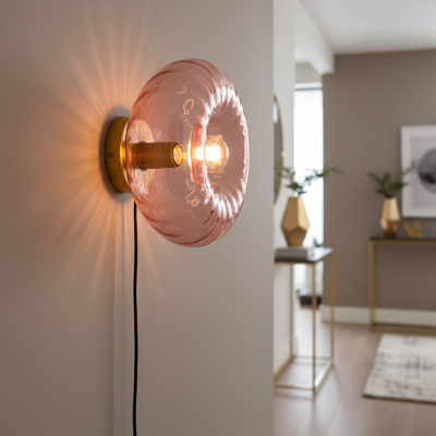 Applique murale rose rétro, Diane, avec interrupteur