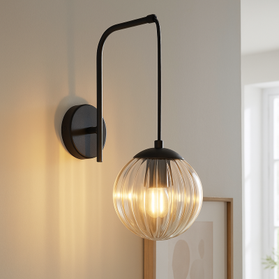 Applique murale ambre rétro, Rifka, avec interrupteur