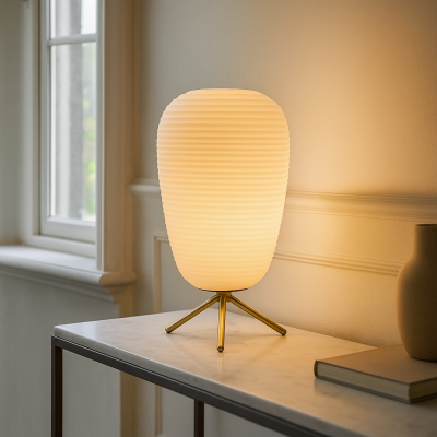 Lampe de table blanche moderne, Davide, avec interrupteur