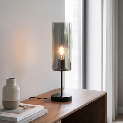 Lampe de table grise moderne, Gaya, avec interrupteur