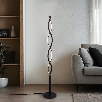 Lampadaire noir design, Kuno, 36W, 3000K LED, gradable en 3 étapes