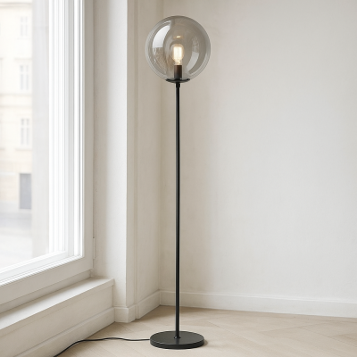 Lampadaire gris design, Dolf, avec interrupteur