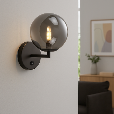 Applique murale grise design, Remo, avec interrupteur