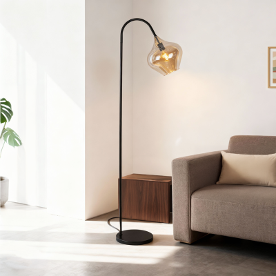 Lampadaire ambre design, Sophia, avec interrupteur