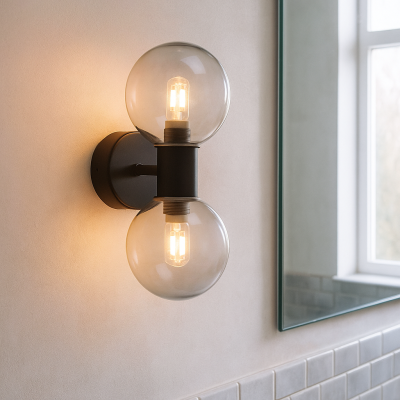 Applique salle de bain noire moderne, Amer, IP44