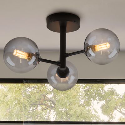 Plafonnier salle de bain noir moderne, Amer, IP44