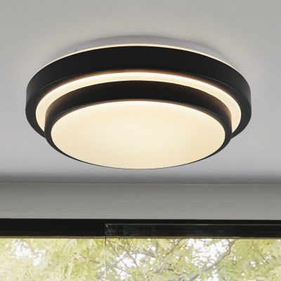 Plafonnier salle de bain noir moderne, Jaro, 12W, 3000K LED, IP44