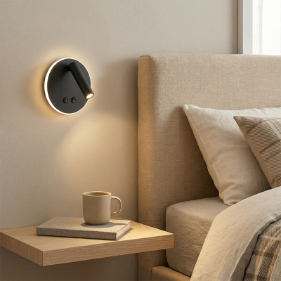 Applique murale noire moderne, Robbie, 10W, 4000K LED, avec interrupteur