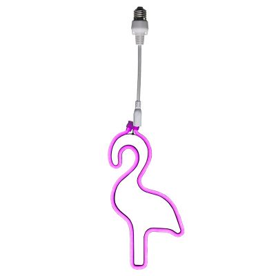 Ampoule guirlande guinguette rose en plastique, Flamingo, IP44