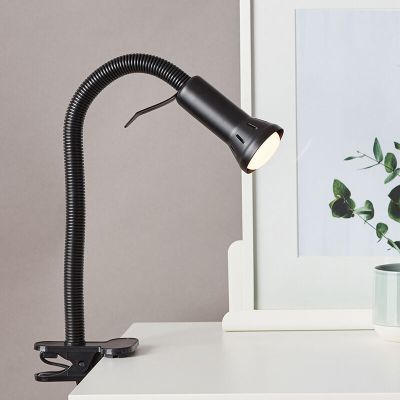Spot à pince noir en plastique, Kalina, avec interrupteur