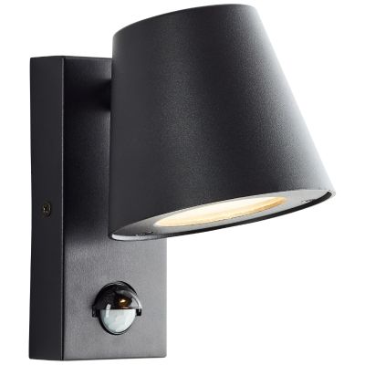 Applique extérieur avec détecteur de mouvement noire en métal, Wies, IP44
