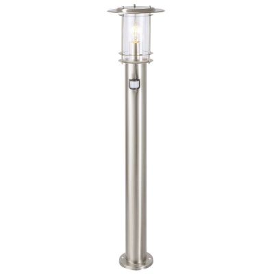 Lampadaire extérieur avec détecteur de mouvement chromé en métal, Shamayra, IP44