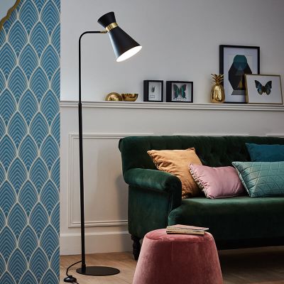 Lampadaire doré moderne, Albane, avec interrupteur