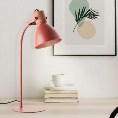 Lampe de table rouge rustique, Thalina, avec interrupteur